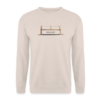 Tischlersäge Stress nicht! - Unisex Pullover - Sand - Vorne - Alina (178cm) & Michal (187cm)