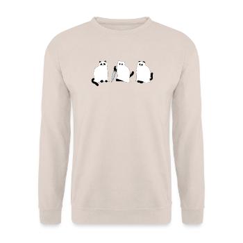 Halloween - schelmische Katzen-Trio - Geist - Unisex Pullover - Sand - Vorne - Alina (178cm) & Michal (187cm)