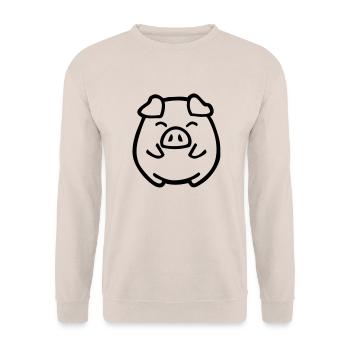 cute pig - Unisex Pullover - Sand - Vorne - Alina (178cm) & Michal (187cm)
