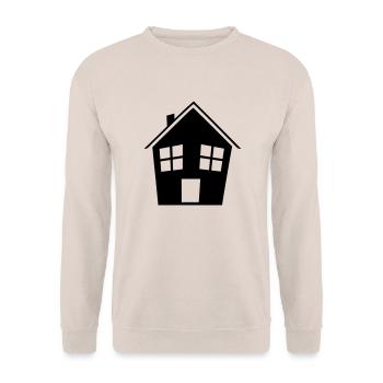 Gruseliges schiefes Haus - Unisex Pullover - Sand - Vorne - Alina (178cm) & Michal (187cm)