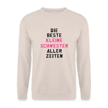 Kleine Schwester / Schwesterchen / Sis / Bruder - Unisex Pullover - Sand - Vorne - Alina (178cm) & Michal (187cm)