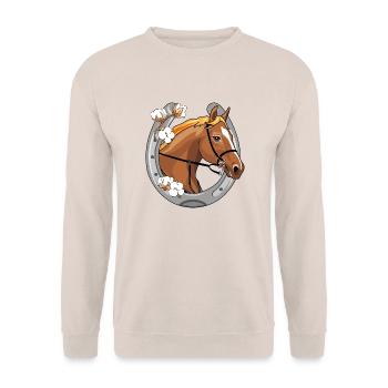 Tête de cheval avec une crinière rouge dans un cadre - Sweat-shirt Unisexe - sable - Devant - Alina (178cm) & Michal (187cm)