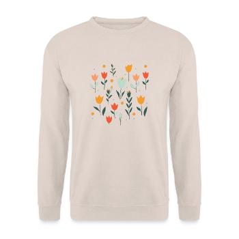 Geometric Flowers – Modern and Vibrant Design - Unisex Sweatshirt - sand - Front - Alina (178cm) & Michal (187cm)