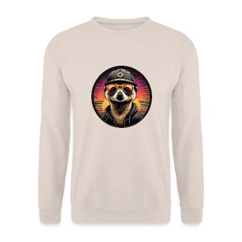 Suricate cool avec des lunettes de soleil et une casquette de baseball - Sweat-shirt Unisexe - sable - Devant - Alina (178cm) & Michal (187cm)