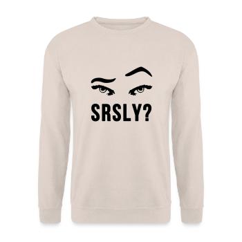 Seriously Seriously skeptical eyebrow gift - Unisex Sweatshirt - sand - Front - Alina (178cm) & Michal (187cm)