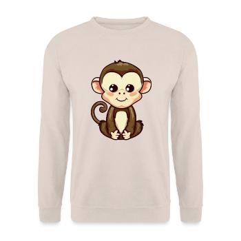 Monkey sitting, meditating and relaxing - Unisex Sweatshirt - sand - Front - Alina (178cm) & Michal (187cm)