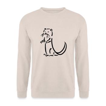 otter beaver sea otter fish lake fishing river - Unisex Sweatshirt - sand - Front - Alina (178cm) & Michal (187cm)