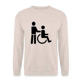 Rollstuhl - Unisex Pullover - Sand - Vorne - Alina (178cm) & Michal (187cm)