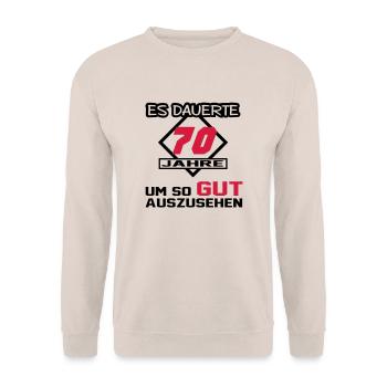 es_dauerte_70_jahre - Unisex Pullover - Sand - Vorne - Alina (178cm) & Michal (187cm)