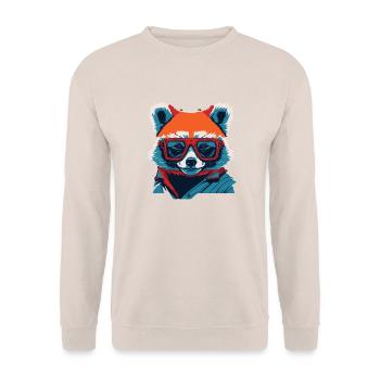 Fierce and Fiery: Retro Red Panda T-Shirt - Unisex Sweatshirt - sand - Front - Alina (178cm) & Michal (187cm)