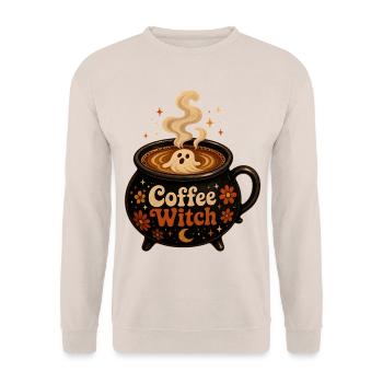 T-shirt Sorcière Sorcière du Café Chaudron Fantôme du Café - Sweat-shirt Unisexe - sable - Devant - Alina (178cm) & Michal (187cm)