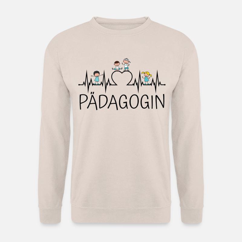 Pädagogin Herzschlag mit Herz und Kindern - Unisex Pullover - Sand
