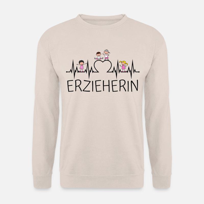 Erzieherin Herzschlag Herz Kinder Kind Beruf EKG - Unisex Pullover - Sand