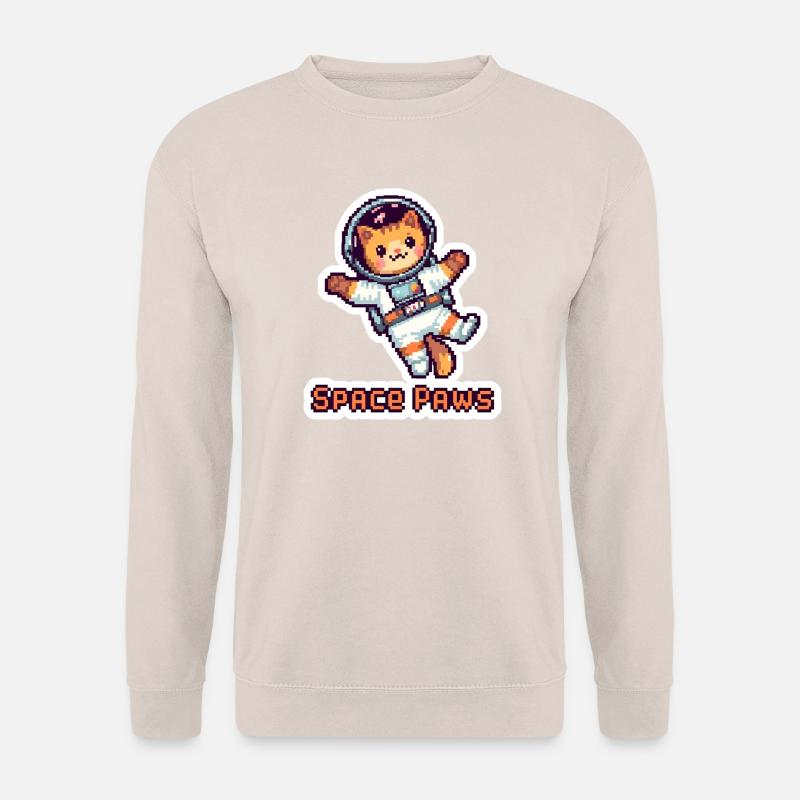 Space Paws – Pixel Cat Astronaut Sticker - Unisex Pullover - Sand