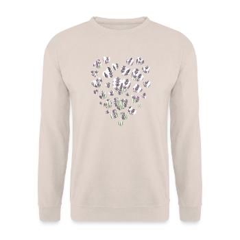 LavendeL Herz Herz in lila und weiß - Unisex Pullover - Sand - Vorne - Alina (178cm) & Michal (187cm)
