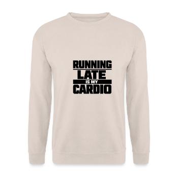 Running late is my cardio - Unisex Pullover - Sand - Vorne - Alina (178cm) & Michal (187cm)