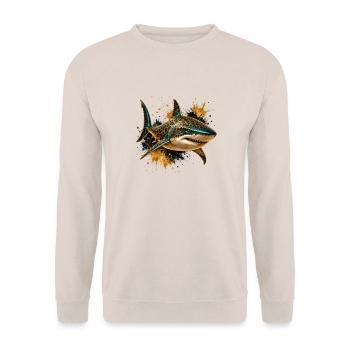 Requin glam léopard - Sweat-shirt Unisexe - sable - Devant - Alina (178cm) & Michal (187cm)