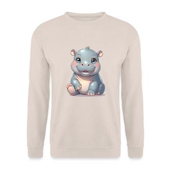 Bébé hippopotame - Sweat-shirt Unisexe - sable - Devant - Alina (178cm) & Michal (187cm)
