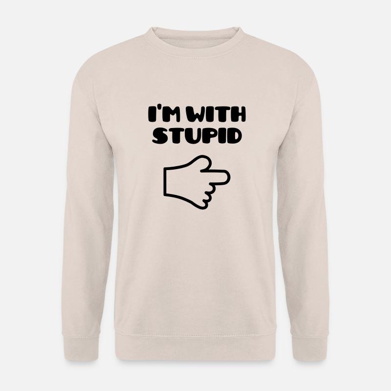 I'm with stupid :) (V) - Unisex Pullover - Sand