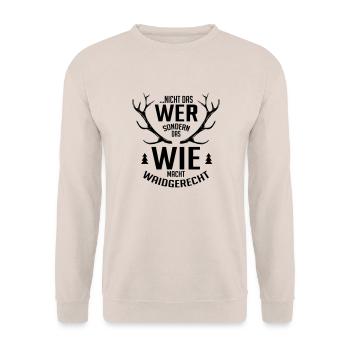 Jäger das wie macht waidgerecht - Unisex Pullover - Sand - Vorne - Alina (178cm) & Michal (187cm)