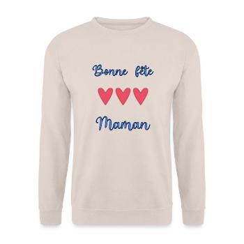 BONNE FÊTE MAMAN. MAMAN. FÊTE DES MÈRES - Sweat-shirt Unisexe - sable - Devant - Alina (178cm) & Michal (187cm)