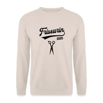 Friseurin 2025 Beruf Friseur Frisörin Azubi Chefin - Unisex Pullover - Sand - Vorne - Alina (178cm) & Michal (187cm)