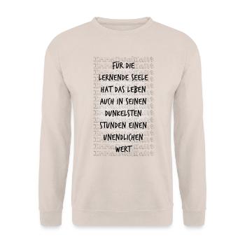 Lernende Immanuel Kant Zitat Spruch Geschenk Idee - Unisex Pullover - Sand - Vorne - Alina (178cm) & Michal (187cm)