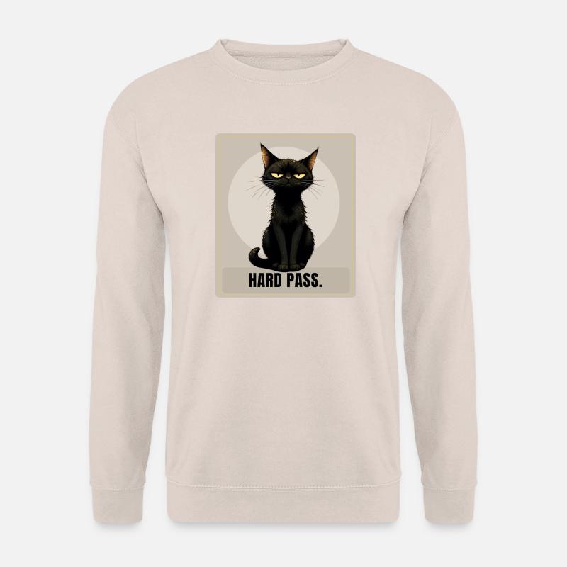 HARD PASS Sarcastic Black Cat Design - Unisex Pullover - Sand
