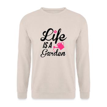 Life is a Garden - Unisex Pullover - Sand - Vorne - Alina (178cm) & Michal (187cm)