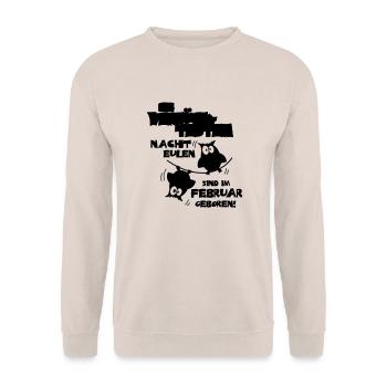 Die verrücktesten Nachteulen im Februar geboren - Unisex Pullover - Sand - Vorne - Alina (178cm) & Michal (187cm)