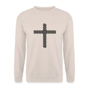 Croatia pleter križ cross kreuz ornament - Unisex Pullover - Sand - Vorne - Alina (178cm) & Michal (187cm)