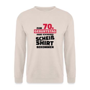 70 Geburtstag - Unisex Pullover - Sand - Vorne - Alina (178cm) & Michal (187cm)