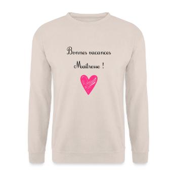 bonnes vacances maîtresse cadeau de fin d'année - Sweat-shirt Unisexe - sable - Devant - Alina (178cm) & Michal (187cm)