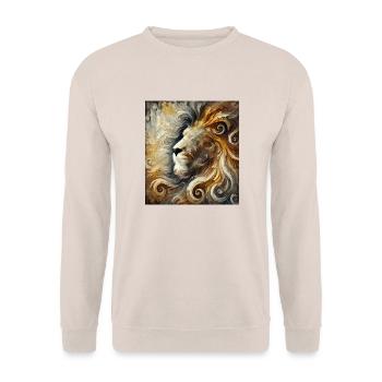 Abstract Lion - Unisex Sweatshirt - sand - Front - Alina (178cm) & Michal (187cm)