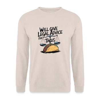 Humor for lawyers and taco fans - Unisex Sweatshirt - sand - Front - Alina (178cm) & Michal (187cm)