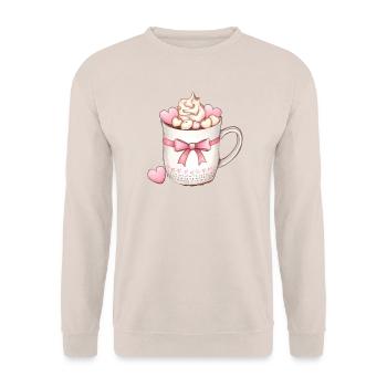 Herzcreme-Tasse - Unisex Pullover - Sand - Vorne - Alina (178cm) & Michal (187cm)