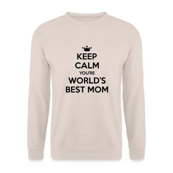 Keep calm you're world's best mom - Unisex Pullover - Sand - Vorne - Alina (178cm) & Michal (187cm)