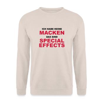 Ich habe keine Macken, das sind Special Effects! - Unisex Pullover - Sand - Vorne - Alina (178cm) & Michal (187cm)