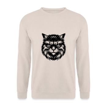 Cute cat portrait in black and white - Unisex Sweatshirt - sand - Front - Alina (178cm) & Michal (187cm)