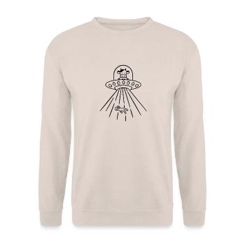 UFO Kuh Design - Unisex Pullover - Sand - Vorne - Alina (178cm) & Michal (187cm)