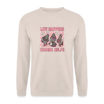 Süßes Tauben Geschenk für Vogelliebhaber - Unisex Pullover - Sand - Vorne - Alina (178cm) & Michal (187cm)