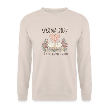 Uroma 2027 Neues Kapitel Beginnt Schwangerschaft - Unisex Pullover - Sand - Vorne - Alina (178cm) & Michal (187cm)