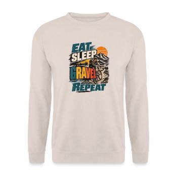 Gravel Ride EAT SLEEP REPEAT Rennrad - Unisex Pullover - Sand - Vorne - Alina (178cm) & Michal (187cm)