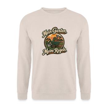 Gartenpatch: Meine Garten Meine Regeln - Unisex Pullover - Sand - Vorne - Alina (178cm) & Michal (187cm)