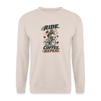 Ride Coffee Repeat Fahrrad Kaffee - Unisex Pullover - Sand - Vorne - Alina (178cm) & Michal (187cm)