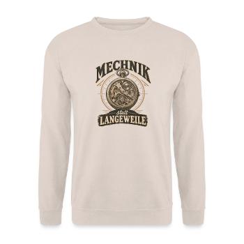 Mechnik statt Langeweile Uhrwerkdesign Uhrenfans - Unisex Pullover - Sand - Vorne - Alina (178cm) & Michal (187cm)