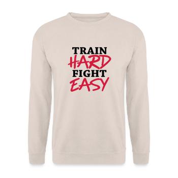 Train hard - Fight easy - Sweat-shirt Unisexe - sable - Devant - Alina (178cm) & Michal (187cm)