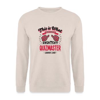 quizmaster worlds greatest looks like - Unisex Sweatshirt - sand - Front - Alina (178cm) & Michal (187cm)