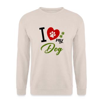 i love my dog 1 - Unisex Pullover - Sand - Vorne - Alina (178cm) & Michal (187cm)