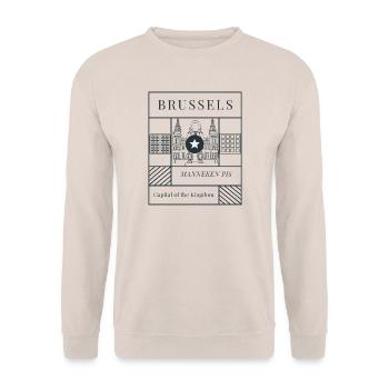 Brussels Manneken Pis Scene - Unisex Sweatshirt - sand - Front - Alina (178cm) & Michal (187cm)